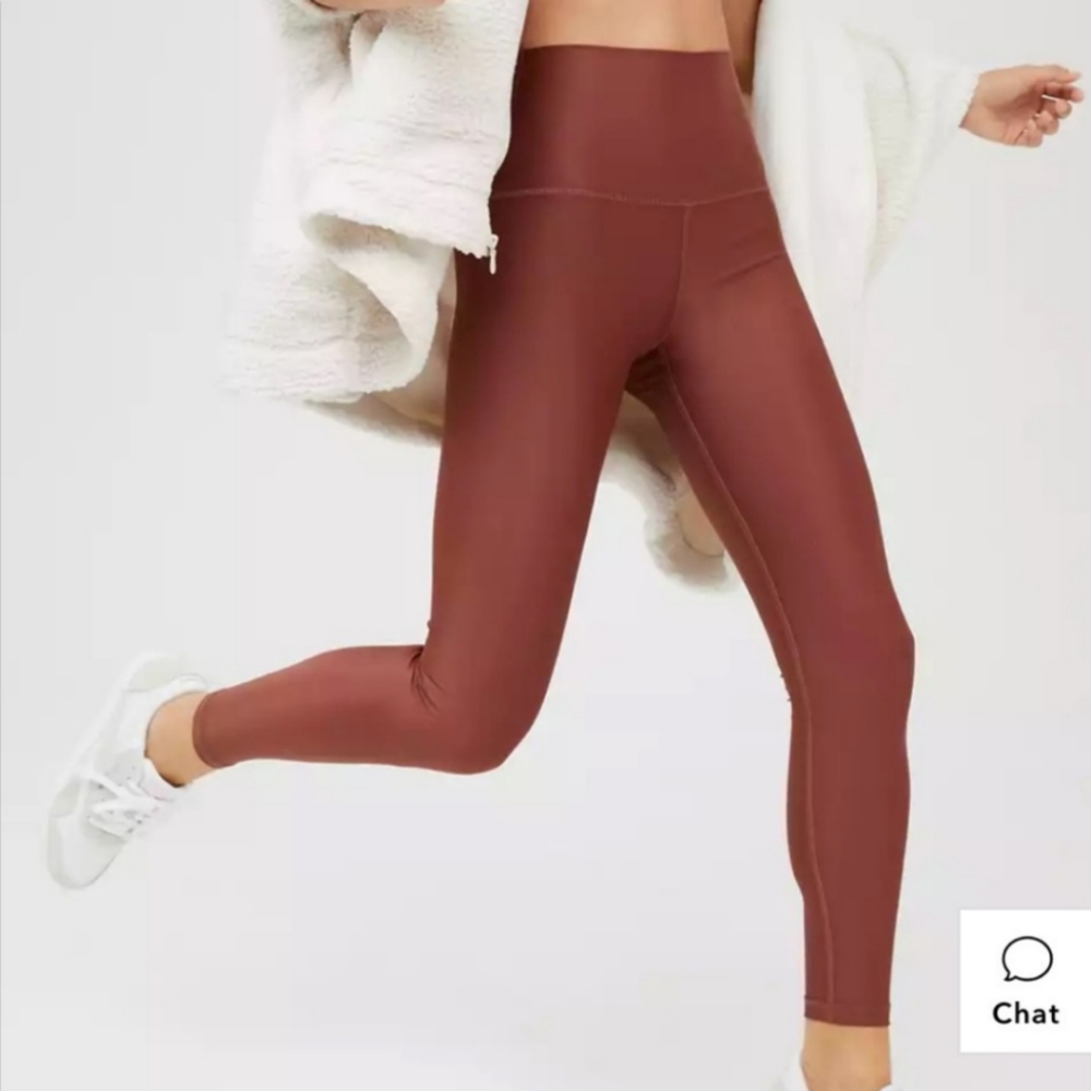 NWOT Offline BY Aerie Glossy High Waist Legging Cabin Feaver Rust Red Orange L